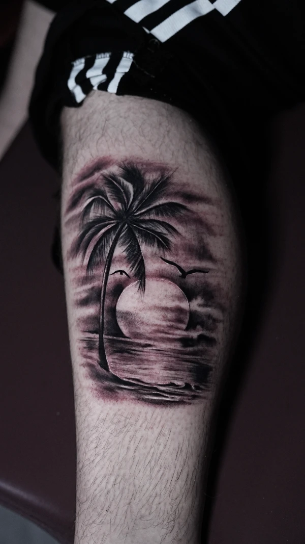 calf leg tattoo