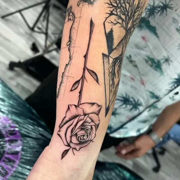 Fine Line Flower Tattoo Sleeve