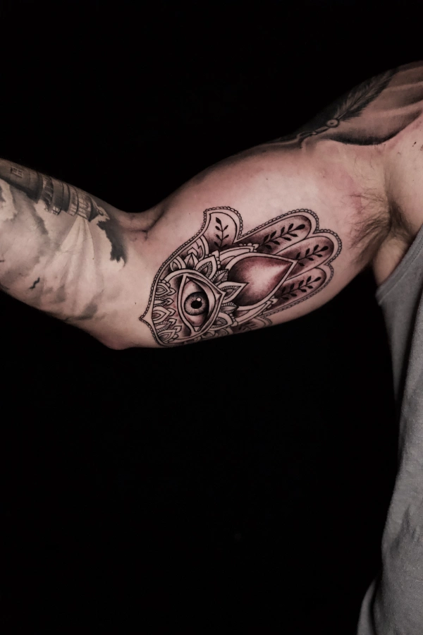 Black and Gray Bicep Design for Man