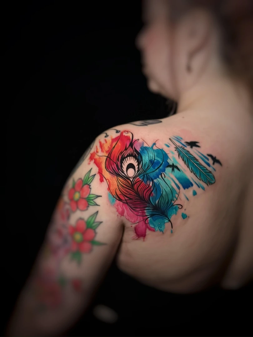 watercolor tattoo shoulder