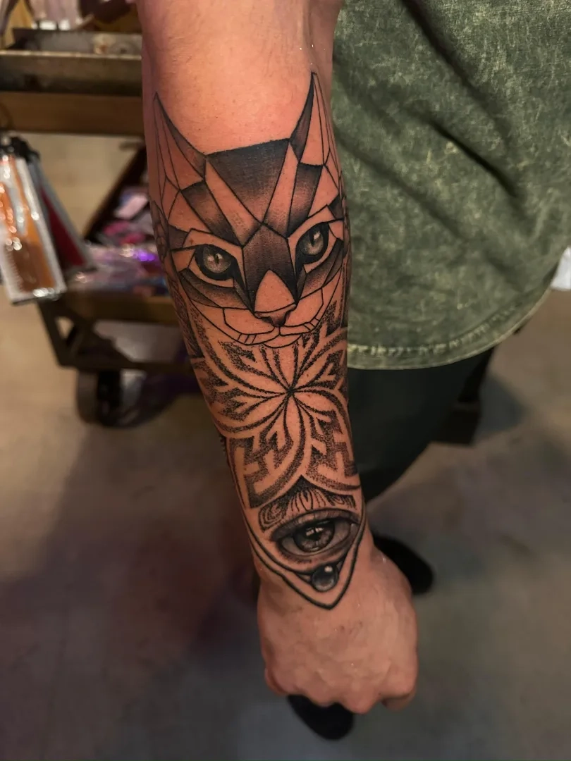 geometric tattoo cat