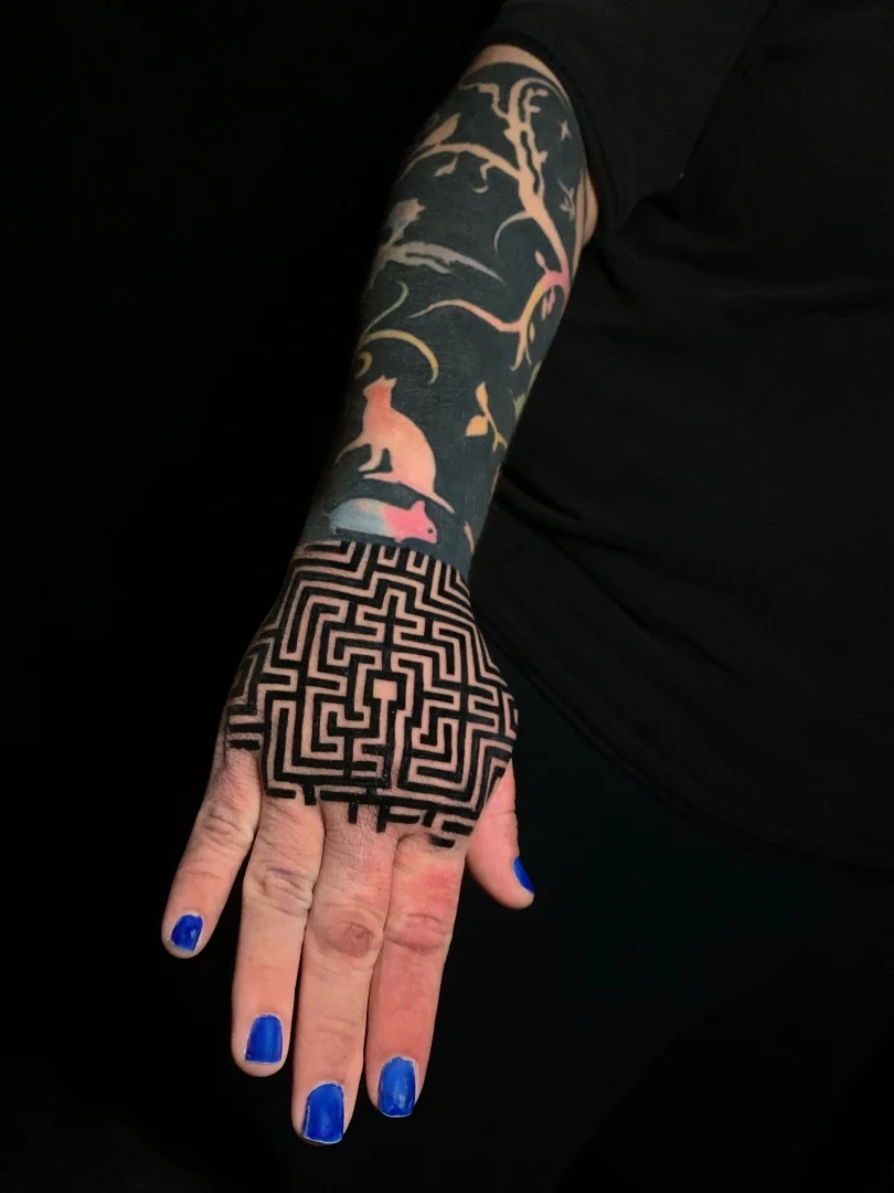 geometric tattoo hand