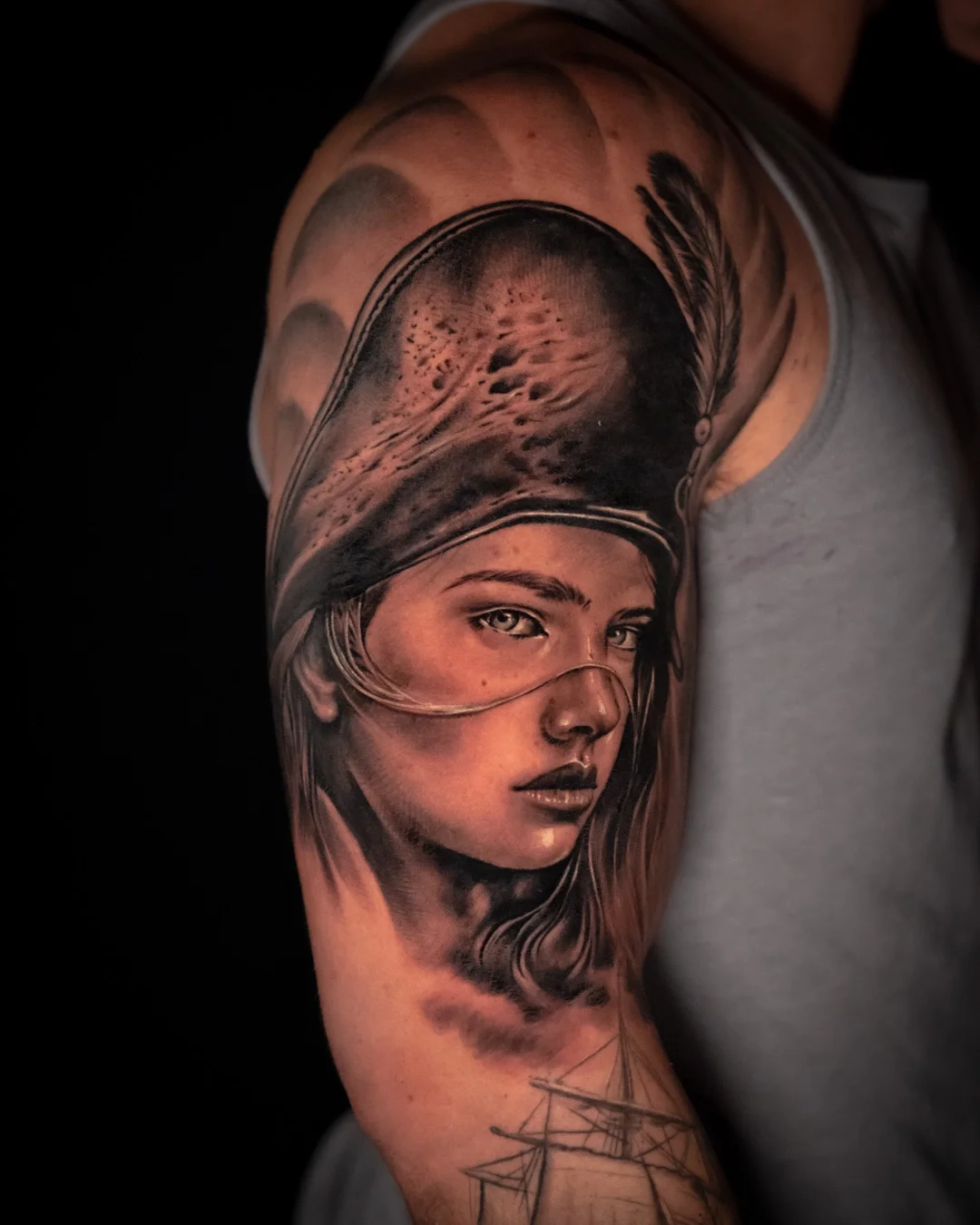 tattoo black-and-gray arm shoulder